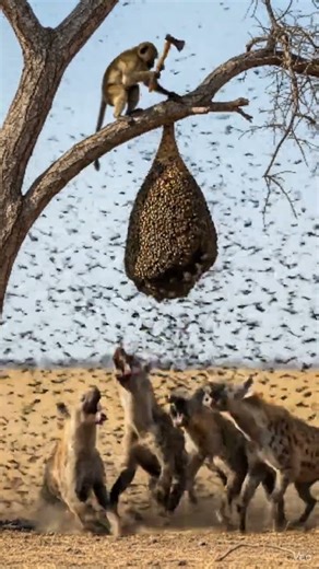 INCREDIBLE Animal Intelligence: Monkey Uses an AXE to Feed Hyenas!