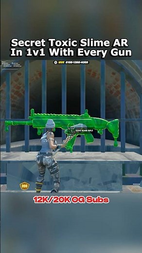 How To Get The NEW Secret Toxic Slime AR In 1v1 With Every Gun 🤫 #fortnite #gaming #fortnitememes