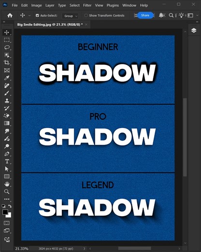 164K views · 2K reactions | Adobe photoshop tips to add shadows on text and objects #bigsmileediting | Big Smile Editing | Facebook