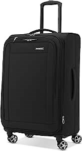 Samsonite Saire LTE Softside Expandable Luggage with Spinner Wheels, Black, Medium Checked Suitcase