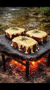 The Juiciest Garlic Butter Steak on Open Fire 🔥 #asmr