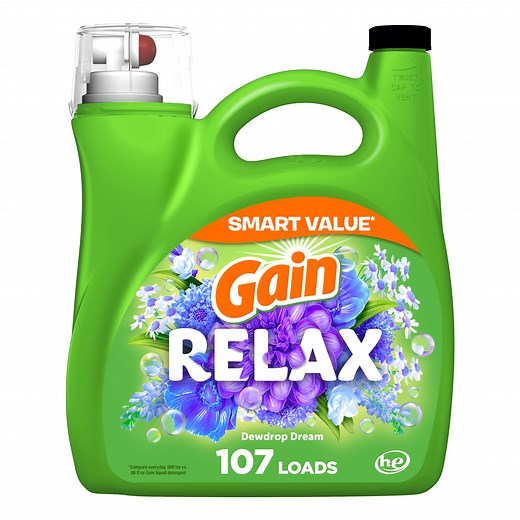 Gain Liquid Laundry Detergent, Dewdrop Dream Scent, 154 fl oz, 107 Loads, HE
