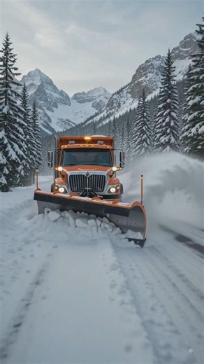 ❄️ Giant Snowplow Clears Mountain Highway! | Epic Winter Road Rescue in 4K #shorts #snowplowing