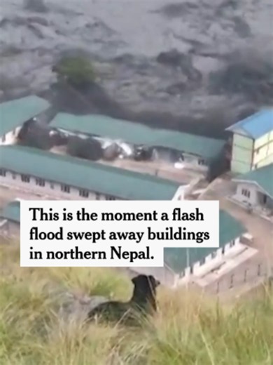 Flash floods hit northern Nepal on Sunday, sweeping away buildings and at least one bridge along the Budhi Gandaki River. The torrent comes just weeks after a devastating flood on the border with Tibet that killed more than a thousand people. #nepal