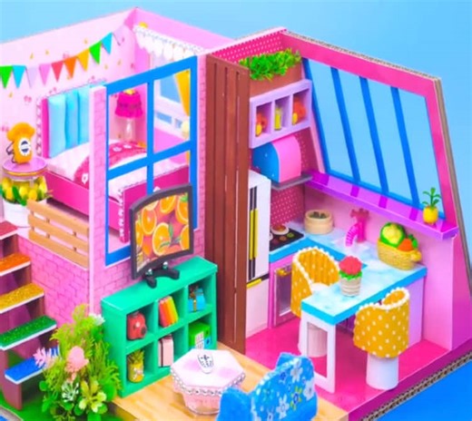 DIY Miniature Cardboard House for Your Dolls