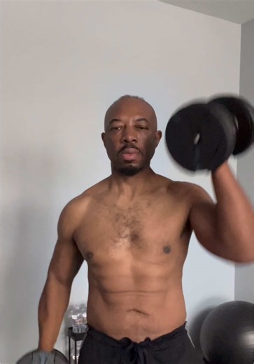 Continuous Curl Press - The middle is really the starting point. Push the bottom weight back to work rear deltoid and trapezius.