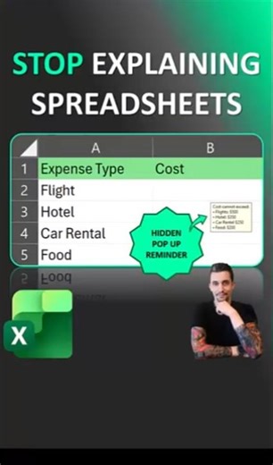 Excel Shorts - Add Pop Up Message Reminder | Notes and Instructions for Colleagues