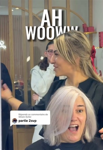 Réponse à @Sihem Oufer ✨ Partie 2 : le reveal de Céline, rempli d’émotions ! Céline est arrivée avec son amie et sa fille, stressée, émue... et on la comprend ! 💭 Passer au gris, ce n'est pas juste un changement de couleur, c'est un changement de vision sur soi-même. C'est une grosse transformation. La société nous conditionne à penser que le gris