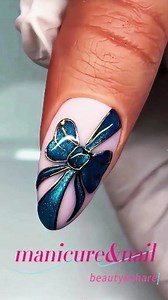 27K views · 227 reactions | Blue bow nail design. #trendingreel #fashion #nailart #cute #tutorial #cateye | Adam Ben | Facebook