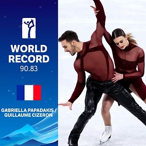 31K views · 987 reactions | New World Record! ⛸️ What an emotional win for Gabriella Papadakis and Guillaume Cizeron.  The French pair topped their own 2019 top score of 90.03 to set a new World Record of 90.83 in the rhythm dance.  Absolutely mesmerising, what did you think? 朗 | Olympics | Facebook