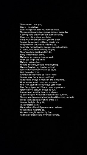 I am in love with you. Your smile, your touch fascinates me. I thank God for sending you into my life. I feel lucky to have you. I love you so much, honey. 💖 Heartfelt Romantic Love Quotes For My soulmate #heartfeltlovemessage #forher #couplegoals #relationship #couple #thankyou #romanticpoetry #lovepoetry #imissyou #sadpoetry #girlfriend #boyfriend #husband #wife #hearttouching #kiss #miss #dating #darling #iloveyou #Romantic #Romance #babe #sweetheart | Love Poems And Messages