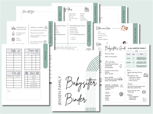 Editable Babysitter Notes | Babysitter Planner | Babysitting Guide | Canva Babysitter Binder | One Page | Emergency Contacts | Printable - Etsy