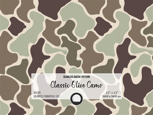 Classic Green Camo Seamless Pattern: Vintage Duck Hunter Style (digital Download) - Etsy