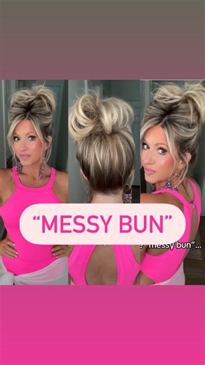 604K views · 3.8K reactions | Easy "messy bun"...I know this seems simple but l've had requests for it! A few tips: Try and keep the part in place, it just gives a different feel/look. Start pulling the hair from the bottom to the top. It's doesn't have to be perfect. Use some pins in the back and push the hair up! | Rachel Bowling | Facebook