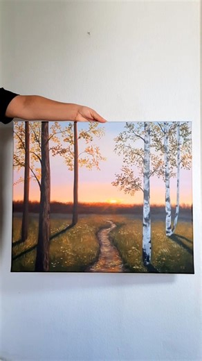 6.3K views · 219 reactions | #landscape #landscapehunter #landscapestyles #landscapeartist #sunset #sunrays #birchtrees #autumncolours #paintingart #paintingsdaily #artstrending | Ninaoriginalpaintings | Facebook