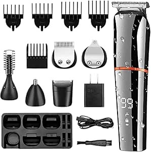 Cordless Beard Nose Hair and Beard Trimmer for Men, Adjustable Electric Hair Clippers for Men