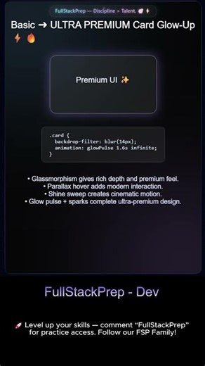 Stop Designing Cards Like This 😳 (CSS Glow-Up) #fullstackprep #uianimation #webdesign #htmlcss #css