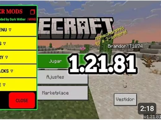 Minecraft menu Client 1.21.81