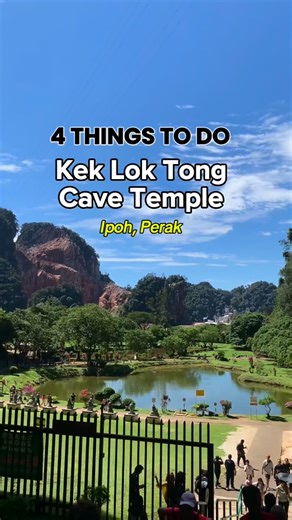 📍Kek Lok Tong Cave Temple (Ipoh, Perak) Just a 15 minutes drive from Ipoh’s city centre is 100-years-old Kek Lok Tong Cave Temple 🛕Kek Lok Tong aka Kek Look Tong means the Cave of Ultimate Bliss or Great Happiness ✨ 𝐇𝐞𝐫𝐞’𝐬 𝐰𝐡𝐚𝐭 𝐲𝐨𝐮 𝐜𝐚𝐧 𝐝𝐨 🚣‍♀️ Family Friendly : Go for a paddle boat ride along the river 🚲 Rent a bike & cycle around the park 👒 Take a stroll along the park 🪨 Admire limestone formations 💵 Entry to the cave temple is FREE ‼️Unfortunately this place is currentl