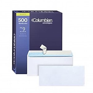 Columbian #9 Security Envelopes, 500 Pack, No Window Self Seal Envelopes for Business Mailings, 3-7/8" x 8-7/8", Durable 24 lb White Paper