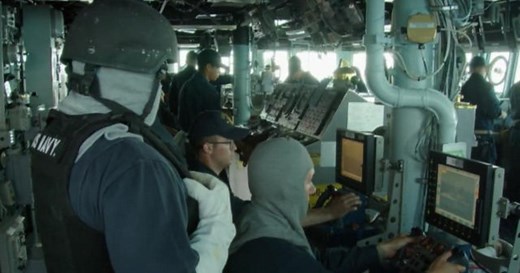 U.S. warship leads drills in waters contested by Russia