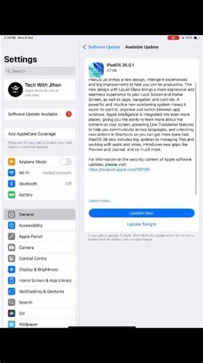 iPadOS 26.0.1 update released #ipados26 #ios26features #ios18
