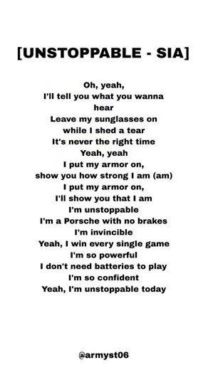 sia - unstoppable (lyrics) #viral #lyrics #song #shorts #fyp #explore #pop #karaoke #sia