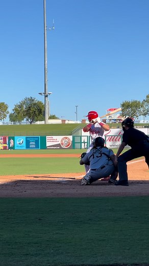 Dante Nori, representing the Philadelphia Phillies, hits an opposite field shot to left field and hustles to beat the throw to second base for a double during an Arizona Fall League game. Nori is Philadelphia’s 6th ranked prospect according to MLB Pipeline after being drafted 27th overall in 2024. #minorleaguebaseball #milb #phillies #baseballhighlights #hittinggoals #basehit | Milb Insider