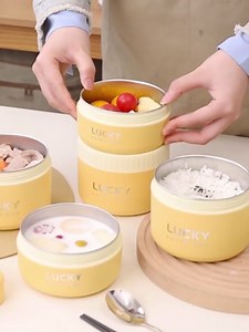 Portable Insulated Lunch Containers, Stainless Steel Bento Box Adult Lunch Box with Insulated Lunch Bag, 4 Separate Stackable Lunch Container for Adult, Red