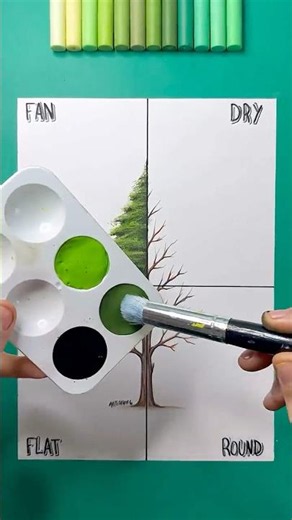 Which Brush Creates the Most Realistic Tree? 🌲👀 Fan, Dry, Flat or Round? 🤔