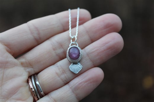 Cosmic Bloom // Star Ruby Sterling Silver Necklace // Hand Crafted // Artisan // Eco Friendly // Winter Starlight Collection - Etsy
