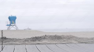 Lifeguard stand or life guard tower hut, surfing safety on California beach, USA. Rescue station, coast lifesavers wachtower or house, Coronado ocean beach, San Diego. Seamless looped cinemagraph.