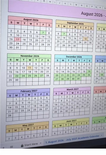 Editable 2026-2027 School Calendar for Easy Planning
