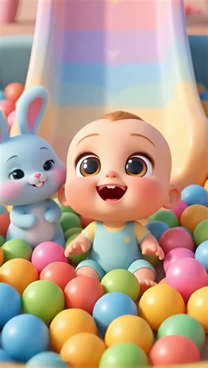 Happy Baby Ball Pool Jump 😍#kidsvideo #babyfun #shorts#nurseryrhymes #3danimation