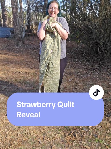 Strawberry quilt reveal. I forgot to tell you, there is another version! #quilt #quilting #sewing #sewingtiktok #beginnersewing