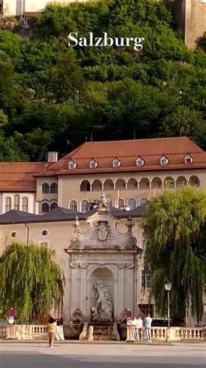 Salzburg. Neptun Fontaine and Fortress Hohensalzburg. #travel #salzburg #austria #europe
