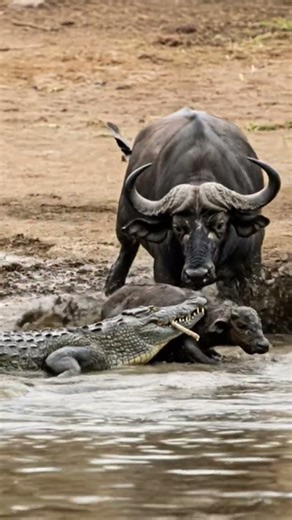 Crocodile Snatches Buffalo Calf”