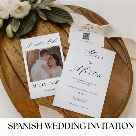 Elegant Spanish Wedding Invitation Template, Minimalist Design (canva Editable, Digital Download) - Etsy UK