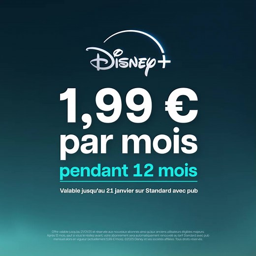Profitez de cette offre exceptionnelle, valable jusqu'au 21 janvier sur l'offre Disney Standard avec pub. | Disney
