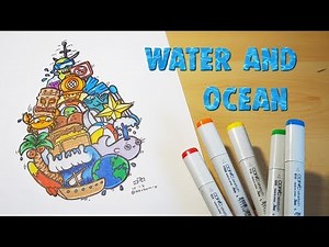 WATER / OCEAN DOODLE | Doodles #6 | Copic Markers