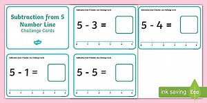 Subtraction from 5 Number Line Challenge Cards
