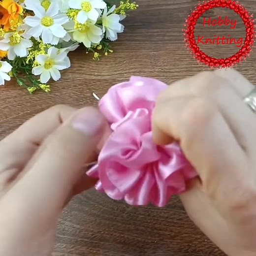 57K views · 1K reactions | Easy DIY Flower Making from a large ribbon #ribbon #flowers | Hobby Knitting | Facebook