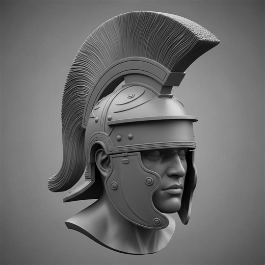 Roman Centurion Bust Helmet STL File for 3D Print Warrior Sculpture Digital Download