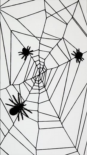 Weave a Spider Web Using Just Yarn & Tape! 🕸️ #halloween #halloweendecor #diy #howto