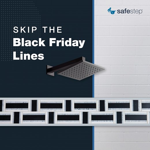 Skip the Black Friday Lines. Black Friday just got a classy upgrade. Our matte black accents combine modern style with the safety features you trust. Enjoy a stylish bathroom design without the long checkout lines. Learn more. https://bit.ly/3ZXfzxp #SafeStep #BlackFriday #BathroomDesign #WalkInShower | Safe Step Walk-In Tubs & Showers | Facebook