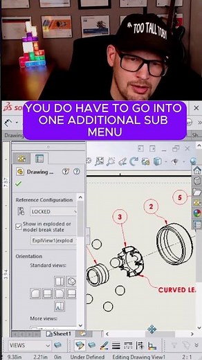 SolidWorks PATENT Drawings - Curved Spline Leaders #BOM #balloons #notes #patents