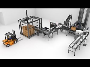 Animation 3D d'une ligne de montage industrielle automatisée