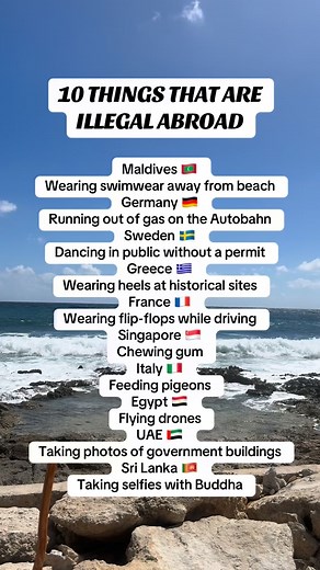 Did you know these innocent things are actually illegal in some countries? 👀🌍 Save this for your next trip so you don’t accidentally break a law abroad ✈️😂 #TravelTips #traveladvice #InternationalTravel #ThingsToKnowBeforeYouGo #TravelHack #amandaheadricktravel #traveladvisor #travel #familytravel #travelbetter #travelsmart | Amanda Headrick Travel LLC