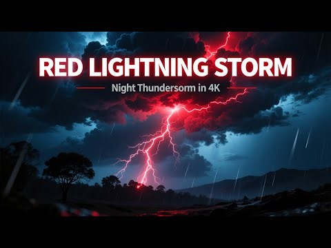 “Stunning Red Thunderstorm Caught Live | Rare Red Lightning Night Storm in 4K”