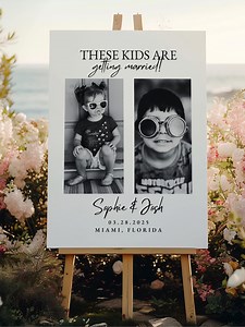 These Kids Are Getting Married Wedding Sign Template With Photos Printable for DIY Minimalist Wedding Kid Photos Sign Editable for Rehearsal - Etsy